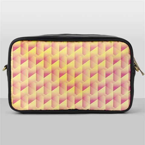 Geometric Pink & Yellow  Travel Toiletry Bag (One Side) from ArtsNow.com Front