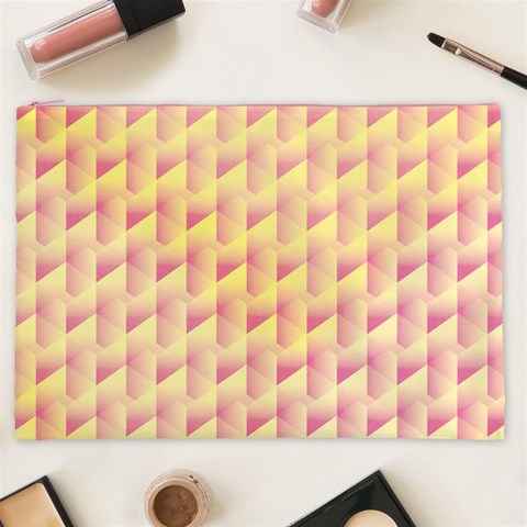 Geometric Pink & Yellow  Cosmetic Bag (XXL) from ArtsNow.com Front