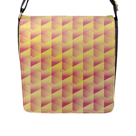 Geometric Pink & Yellow  Flap Closure Messenger Bag (Large) from ArtsNow.com Front