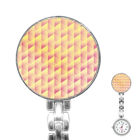 Geometric Pink & Yellow  Stainless Steel Nurses Watch from ArtsNow.com Front