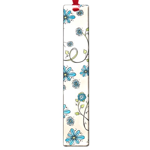 Whimsical Flowers Blue Large Bookmark from ArtsNow.com Front