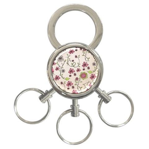 Pink Whimsical flowers on beige 3 Front