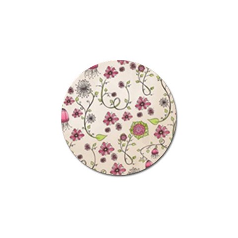 Pink Whimsical flowers on beige Golf Ball Marker 10 Pack from ArtsNow.com Front