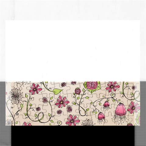 Pink Whimsical flowers on beige Jigsaw Puzzle (Rectangle) from ArtsNow.com Front