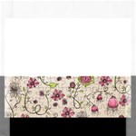 Pink Whimsical flowers on beige Jigsaw Puzzle (Rectangle)