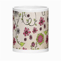 Pink Whimsical flowers on beige Morph Mug from ArtsNow.com Center