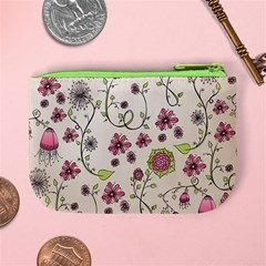 Pink Whimsical flowers on beige Coin Change Purse from ArtsNow.com Back