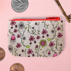 Pink Whimsical flowers on beige Coin Change Purse from ArtsNow.com Back