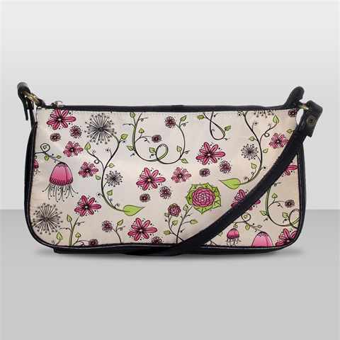 Pink Whimsical flowers on beige Evening Bag from ArtsNow.com Front