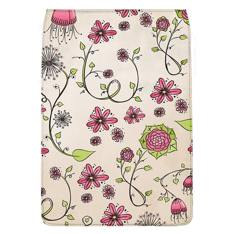 Pink Whimsical flowers on beige Removable Flap Cover (Large) from ArtsNow.com Front