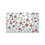 Pink whimsical flowers on blue Sticker 10 Pack (Rectangle)