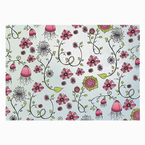 Pink whimsical flowers on blue Glasses Cloth (Large, Two Sided) from ArtsNow.com Back