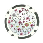 Pink whimsical flowers on blue Poker Chip (10 Pack)