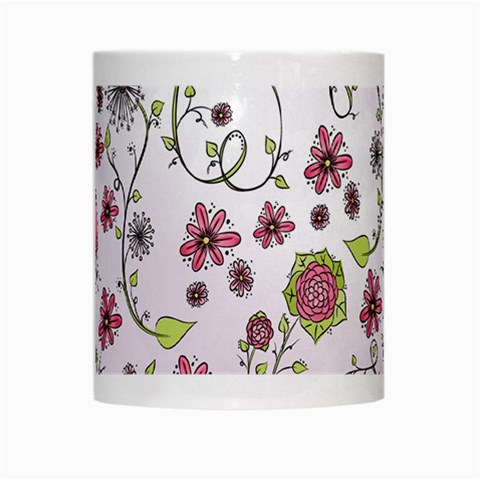 Pink whimsical flowers on pink White Coffee Mug from ArtsNow.com Center