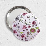 Pink whimsical flowers on pink Handbag Mirror (2.25 )