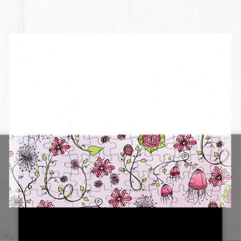 Pink whimsical flowers on pink Jigsaw Puzzle (Rectangle) from ArtsNow.com Front