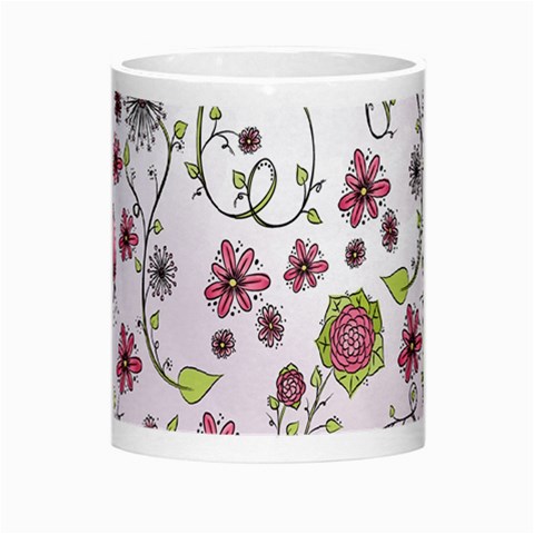 Pink whimsical flowers on pink Morph Mug from ArtsNow.com Center