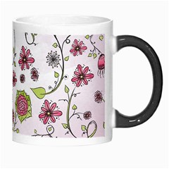 Pink whimsical flowers on pink Morph Mug from ArtsNow.com Right