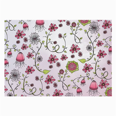 Pink whimsical flowers on pink Glasses Cloth (Large, Two Sided) from ArtsNow.com Back