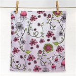 Pink whimsical flowers on pink Face Towel