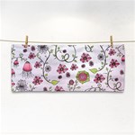 Pink whimsical flowers on pink Hand Towel