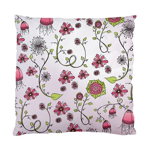 Pink whimsical flowers on pink Cushion Case (Single Sided)  from ArtsNow.com Front