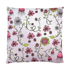 Pink whimsical flowers on pink Cushion Case (Two Sided)  from ArtsNow.com Front