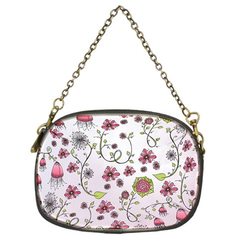 Pink whimsical flowers on pink Chain Purse (Two Sided)  from ArtsNow.com Front