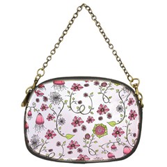 Pink whimsical flowers on pink Chain Purse (Two Sided)  from ArtsNow.com Front