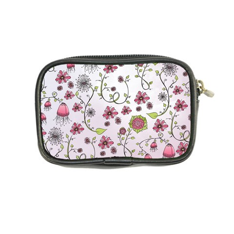 Pink whimsical flowers on pink Coin Purse from ArtsNow.com Back