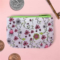 Pink whimsical flowers on pink Coin Change Purse from ArtsNow.com Back