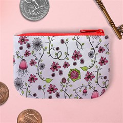 Pink whimsical flowers on pink Coin Change Purse from ArtsNow.com Back