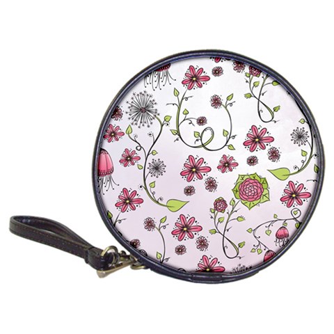 Pink whimsical flowers on pink CD Wallet from ArtsNow.com Front