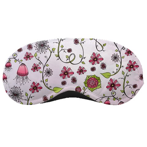 Pink whimsical flowers on pink Sleeping Mask from ArtsNow.com Front