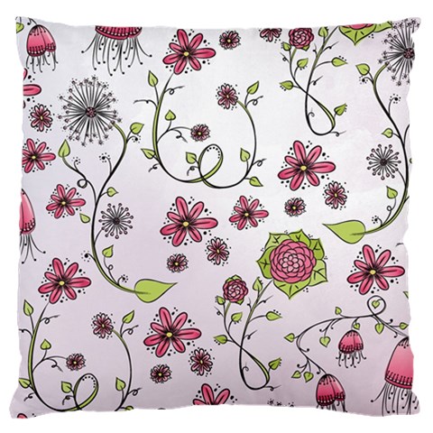 Pink whimsical flowers on pink Large Cushion Case (Single Sided)  from ArtsNow.com Front