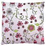 Pink whimsical flowers on pink Large Cushion Case (Single Sided) 