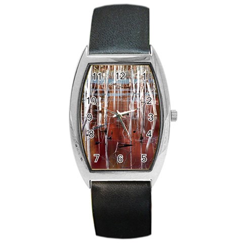 Automn Swamp Tonneau Leather Watch from ArtsNow.com Front