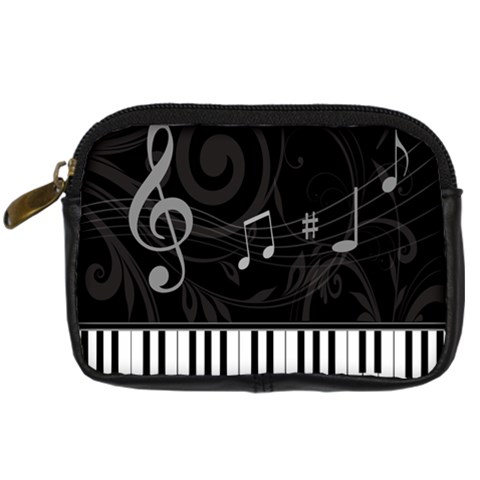 Whimsical Piano keys and music notes Digital Camera Leather Case from ArtsNow.com Front