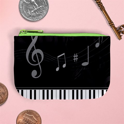 Whimsical Piano keys and music notes Mini Coin Purse from ArtsNow.com Front