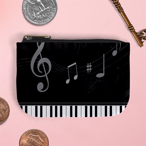 Whimsical Piano keys and music notes Mini Coin Purse from ArtsNow.com Front