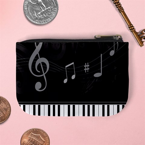 Whimsical Piano keys and music notes Mini Coin Purse from ArtsNow.com Back