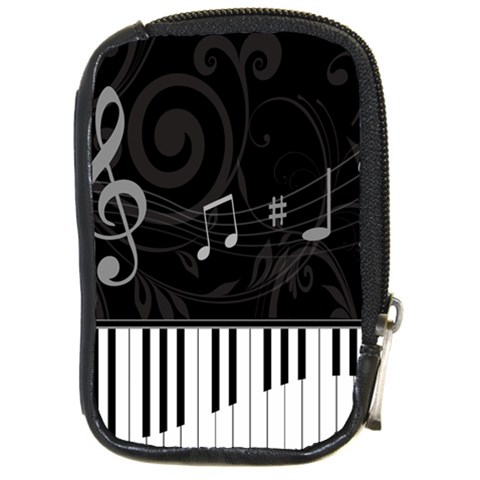 Whimsical Piano keys and music notes Compact Camera Leather Case from ArtsNow.com Front