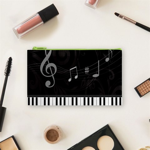 Whimsical Piano keys and music notes Cosmetic Bag (Small) from ArtsNow.com Front