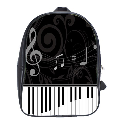 Whimsical Piano keys and music notes School Bag (Large) from ArtsNow.com Front