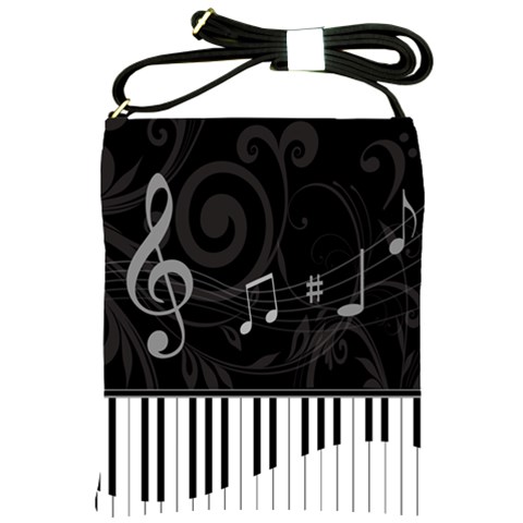 Whimsical Piano keys and music notes Shoulder Sling Bag from ArtsNow.com Front