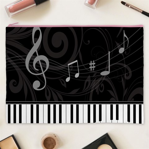 Whimsical Piano keys and music notes Cosmetic Bag (XXXL) from ArtsNow.com Front