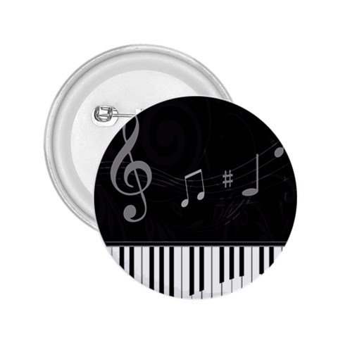 Whimsical Piano keys and music notes 2.25  Button from ArtsNow.com Front