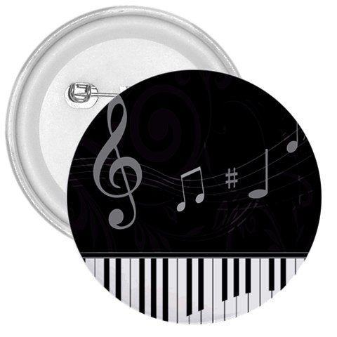 Whimsical Piano keys and music notes 3  Button from ArtsNow.com Front