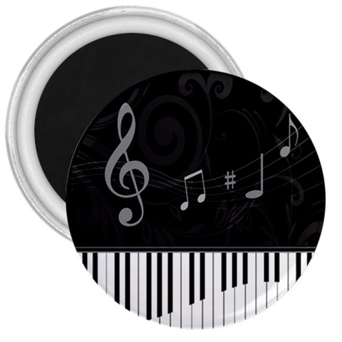 Whimsical Piano keys and music notes 3  Magnet from ArtsNow.com Front