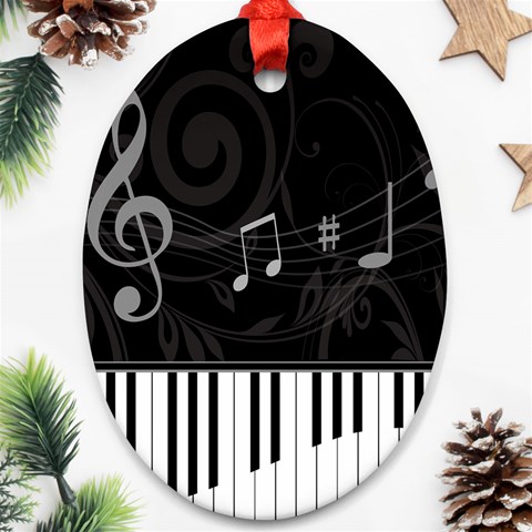 Whimsical Piano keys and music notes Ornament (Oval) from ArtsNow.com Front